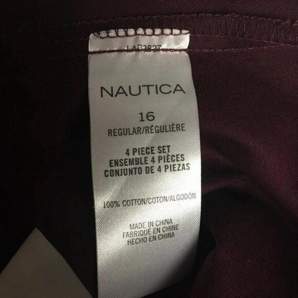 Nautica Boys 16 Regular Suit‎ Pants Burgundy New Zip Fly Holidays Dressy Look